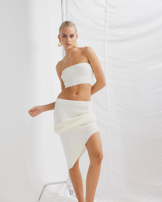 Davia Knit Crop Top Off White, hi-res image number null