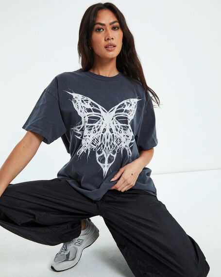 Gothic Butterfly Oversized T-Shirt Black