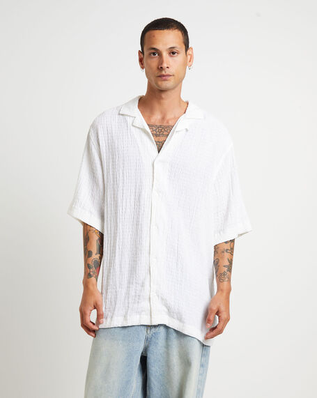 Calm Hemp Cuban Short Sleeve Shirt in White