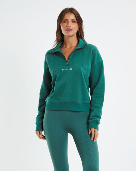 State Panelled Zip Front Fleece Forest Green