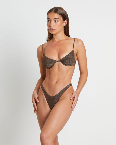Tahnee Lurex Underwire Bikini Set in Chocolate Brown