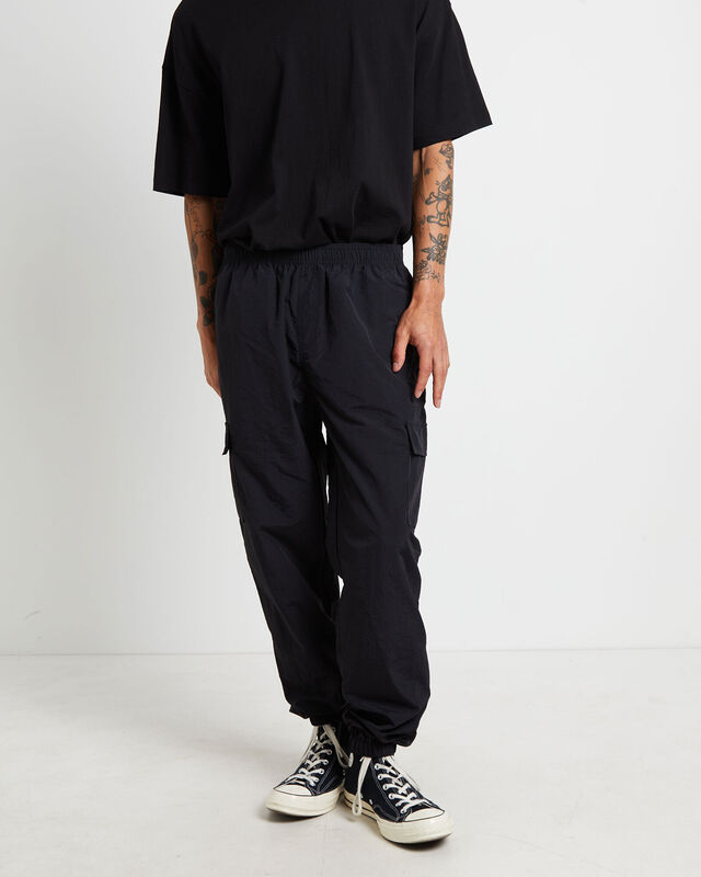 Nylon Cargo Jogger Pants in Black, hi-res image number null