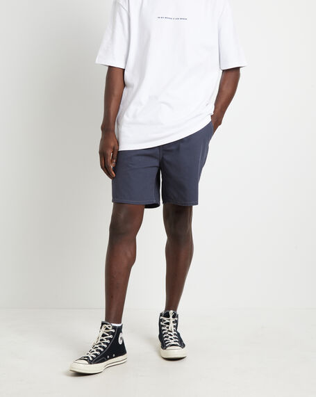 L-Four Worker Denim Shorts in Washed Navy