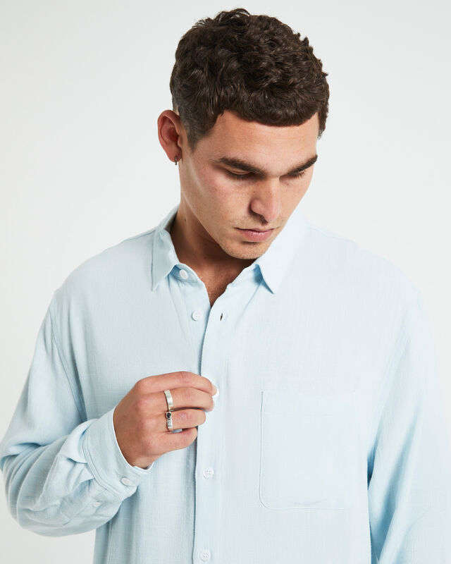 Harrison Linen Long Sleeve Shirt in Sky Blue, hi-res image number null