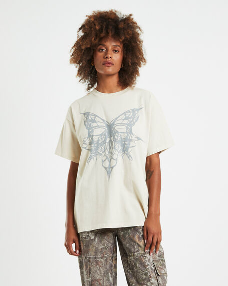 Gothic Butterfly Oversized Short Sleeve T-Shirt White