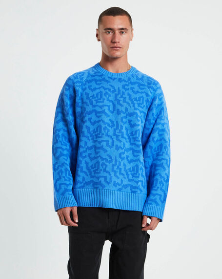 Icebergs Recycled Knit Crewneck Sweater in Arctic Blue