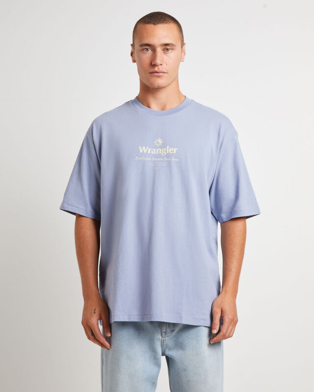 90s Vacay Slacker Short Sleeve T-Shirt in Dusty Blue, hi-res image number null
