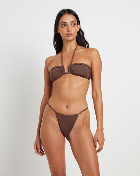 Laice Chain Wired Bikini Set in Brown