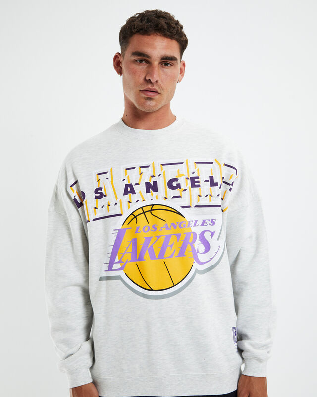 XL Bevel Arch Crewneck Los Angeles Lakers Light Grey Marle, hi-res image number null
