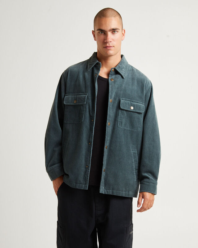 Conditions Cord Long Sleeve Overshirt Teal, hi-res image number null