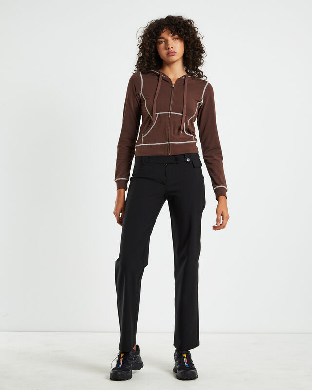 Ronnie Shrunkin Zip Through Jacket Chocolate Brown, hi-res image number null