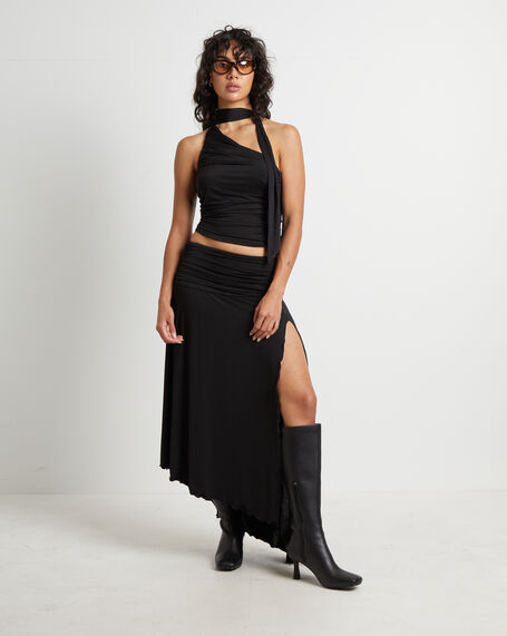 Florence Fairy Hem Maxi Skirt in Black