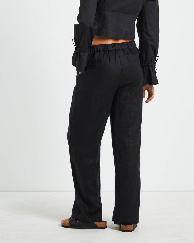 Jemimah Linen Trouser in Black, hi-res image number null