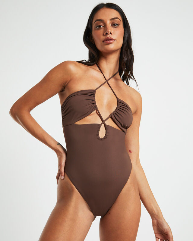 Bandeau One Piece in Coffee Brown, hi-res image number null
