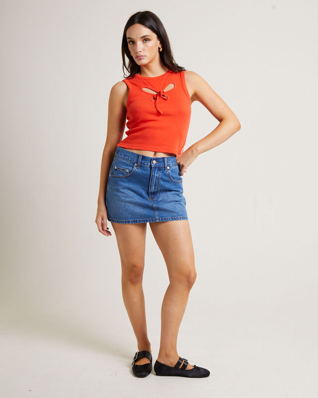 Blossom Cut Out Tank Top in Chilli Red, hi-res image number null