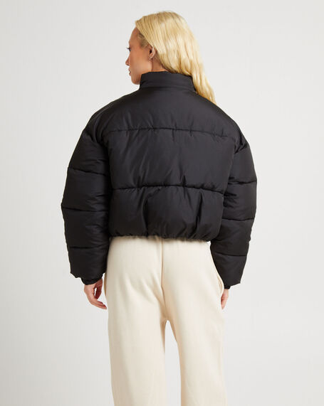 Casey Cropped Puffer Jacket Black