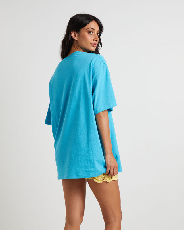 Hood Watch Oversized T-Shirt in Malibu Blue, hi-res image number null