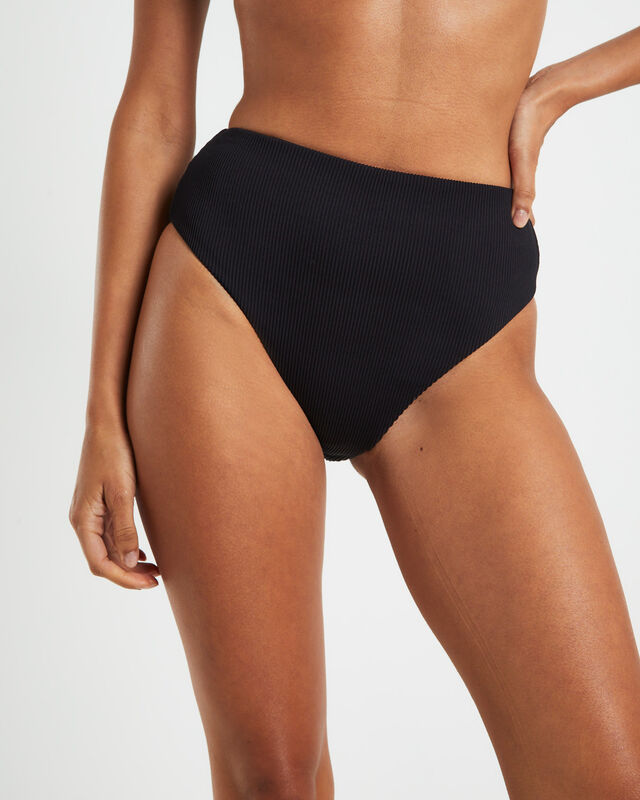 Rib High Waisted Bottoms in Black, hi-res image number null