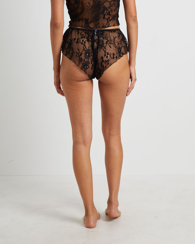 Fifi Fine Lace Ruffle Brief Shorts in Black, hi-res image number null