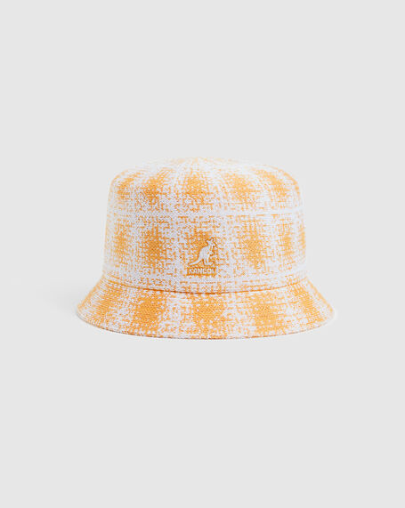 Grunge Plaid Bin Hat Apricot/White
