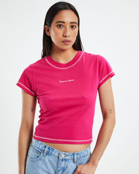 A Baby Tee Contrast Super Pink