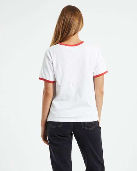 Classic Ringer Short Sleeve T-Shirt White/Red