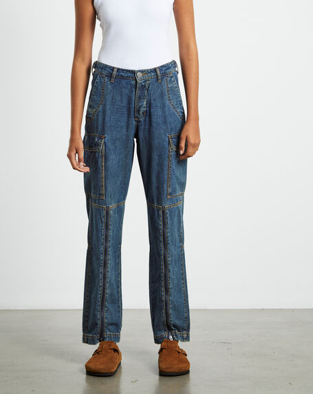 Zipped Cargo Motion Jeans Used Blue