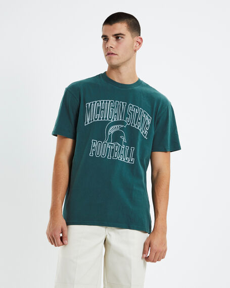 Vintage Arch Michigan State University T-Shirt Faded Green