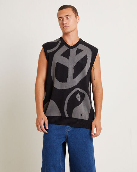 Peace Corp Knitted Vest in Black
