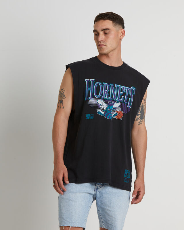 Underscore Hornets Muscle Tee in Faded Black, hi-res image number null