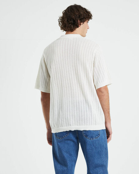 Bowler Short Sleeve Knit Shirt in White