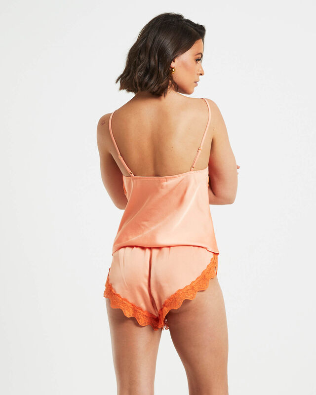 Xia Contrast Lace Trim Cami Top in Peach, hi-res image number null