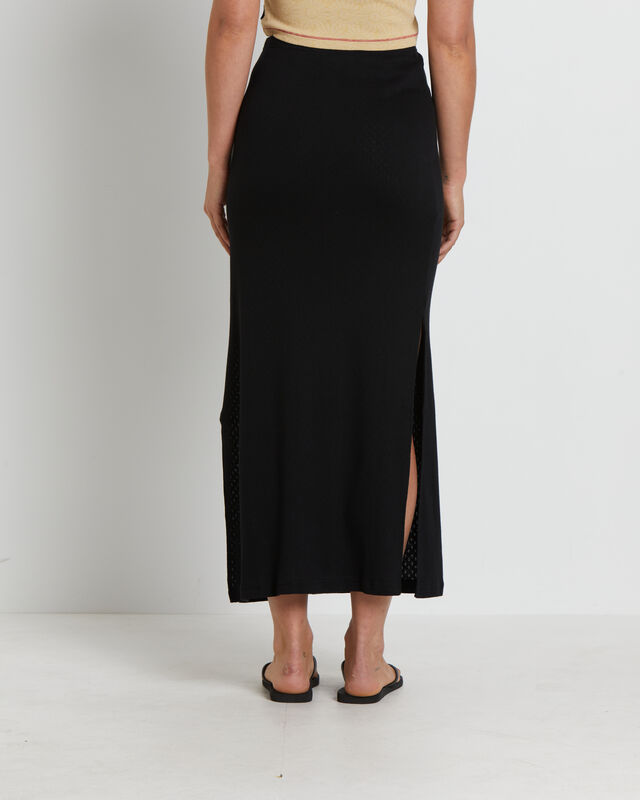 Lilah Organic Pointelle Maxi Skirt in Black, hi-res image number null