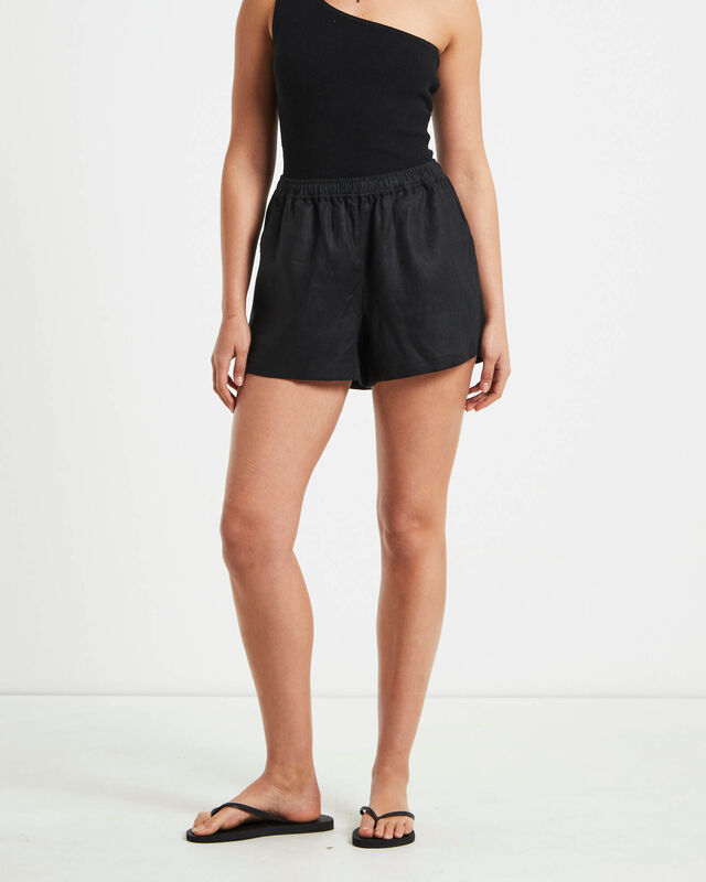 Tide Linen Shorts in Black, hi-res image number null