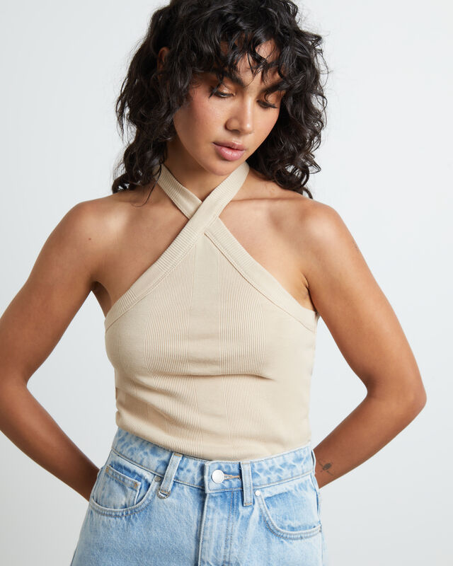 Frenchie Halter Top in Bleached Sand, hi-res image number null