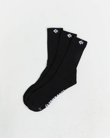 Star Chevron Crew Socks 3 Pack in Black