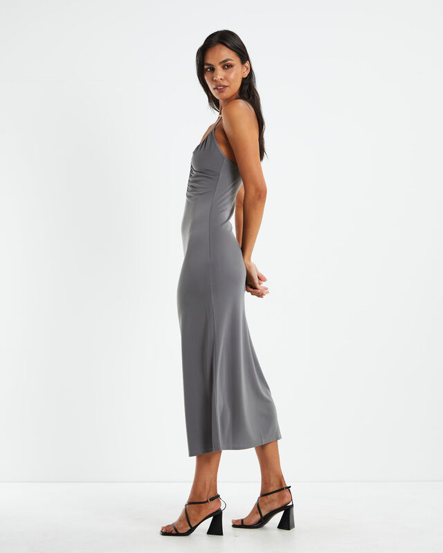 Marissa Slinky Keyhole Dress Slate Grey, hi-res image number null
