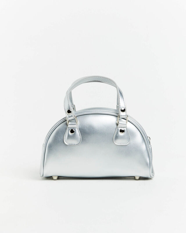 Mini Bowling Bag in Metallic Silver, hi-res image number null
