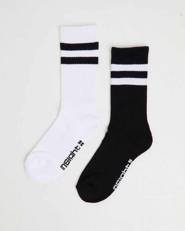 Core Stripe Crew Socks 2 Pack White/Black, hi-res image number null