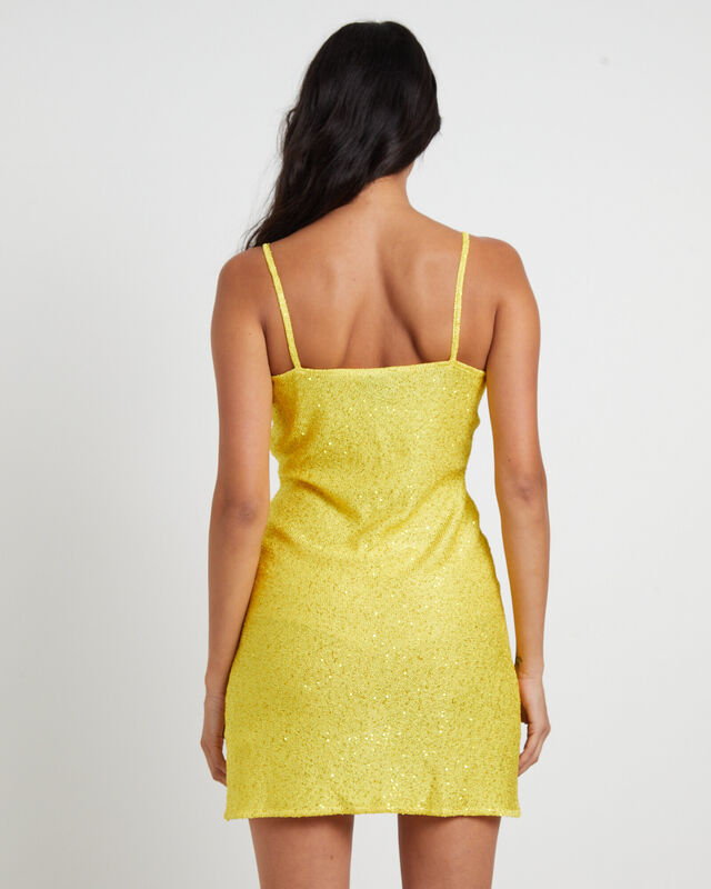 Sofia Sequin Mini Dress in Chartreuse Yellow, hi-res image number null