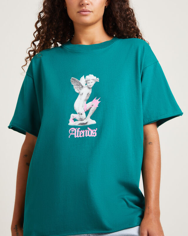 Fight Or Flight Recycled Oversized Tee Pine Green, hi-res image number null