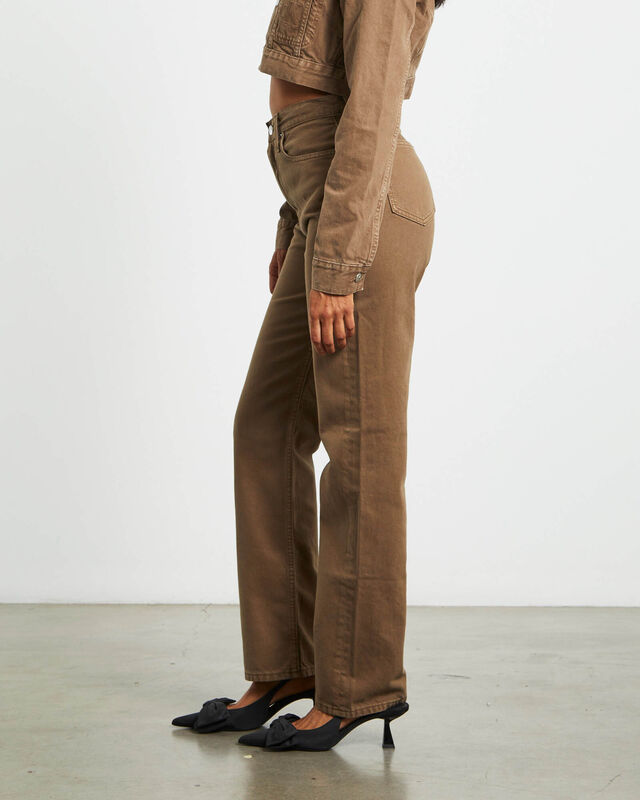 High Rise Straight Jeans in Brown, hi-res image number null