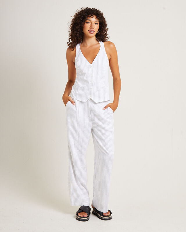 Jemimah Pinstripe Pants White, hi-res image number null