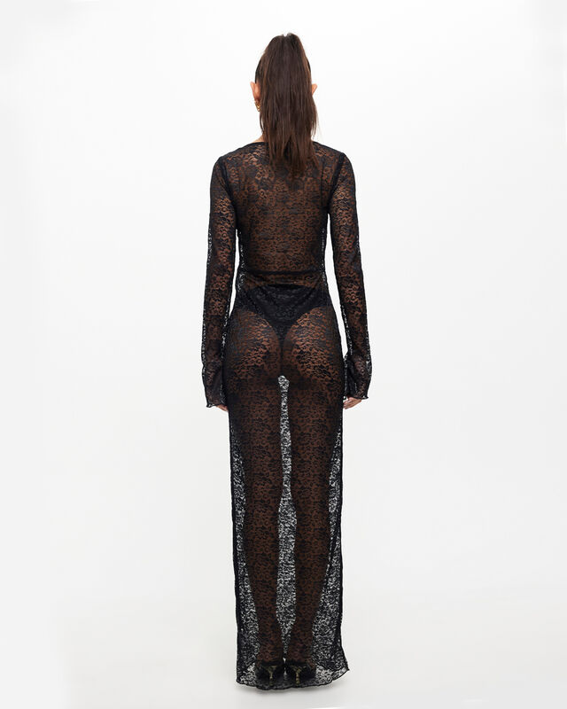 Fever Lace Maxi Dress in Onyx Black, hi-res image number null