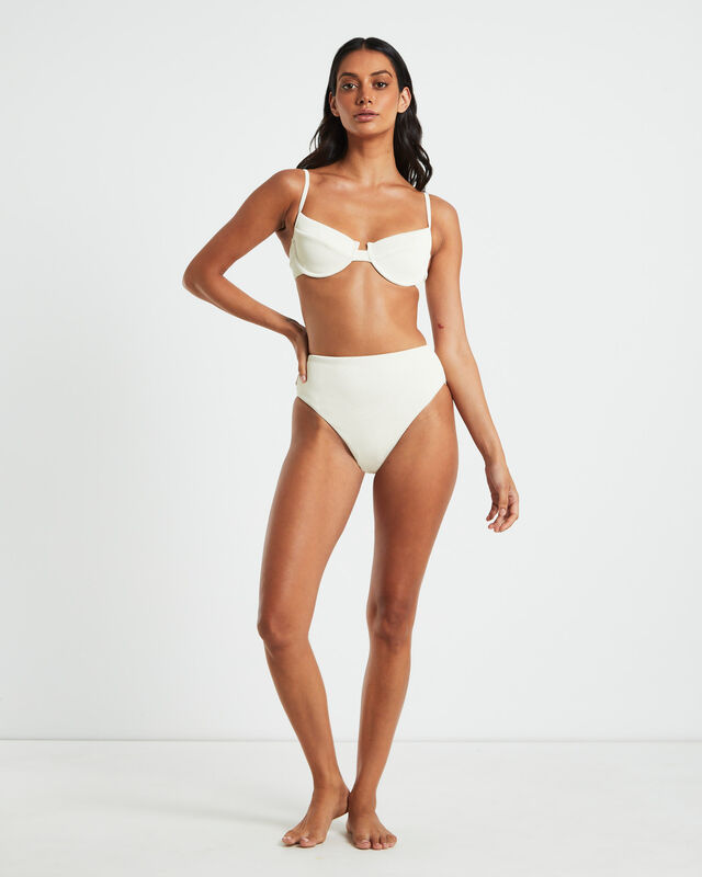 Rib Cut Out Underwire Bikini Top in Almond White, hi-res image number null