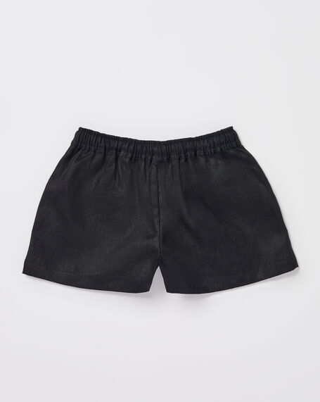 Girls Tide Linen Shorts in Black
