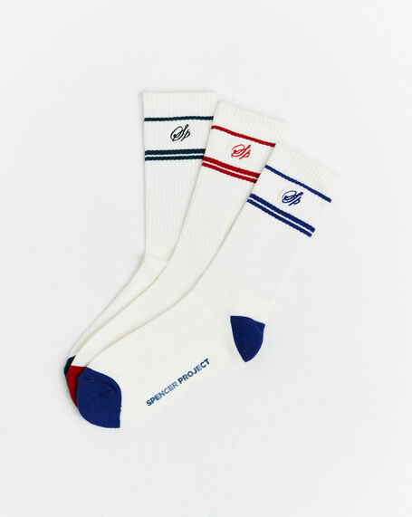 Stripe Socks 3 Pack White