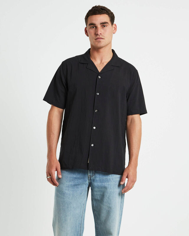 Heggie Short Sleeve Resort Shirt Black, hi-res image number null