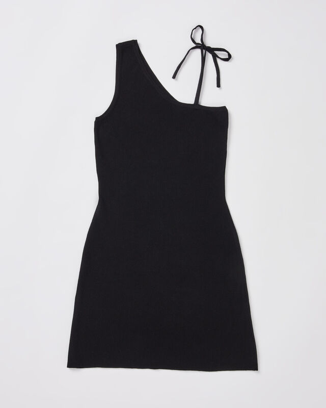 Teen Girls One Shoulder Dress in Black, hi-res image number null