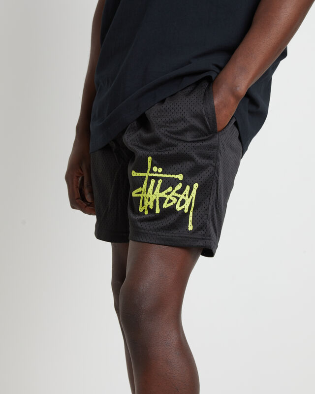 Graffiti Mesh Shorts in Black, hi-res image number null